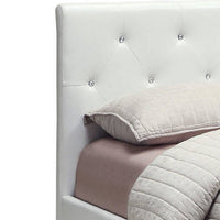 Faux Leather Upholstered Wooden Full Size Bed with Acrylic Accents, White - BM207990