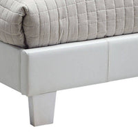 Faux Leather Upholstered Wooden Full Size Bed with Acrylic Accents, White - BM207990