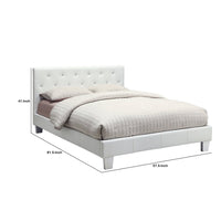 Faux Leather Upholstered Wooden Full Size Bed with Acrylic Accents, White - BM207990