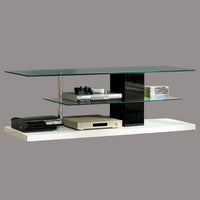 Contemporary Style TV Console with Glass Top and Pedestal Base, Multicolor - BM208001