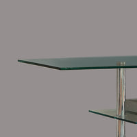 Contemporary Style TV Console with Glass Top and Pedestal Base, Multicolor - BM208001