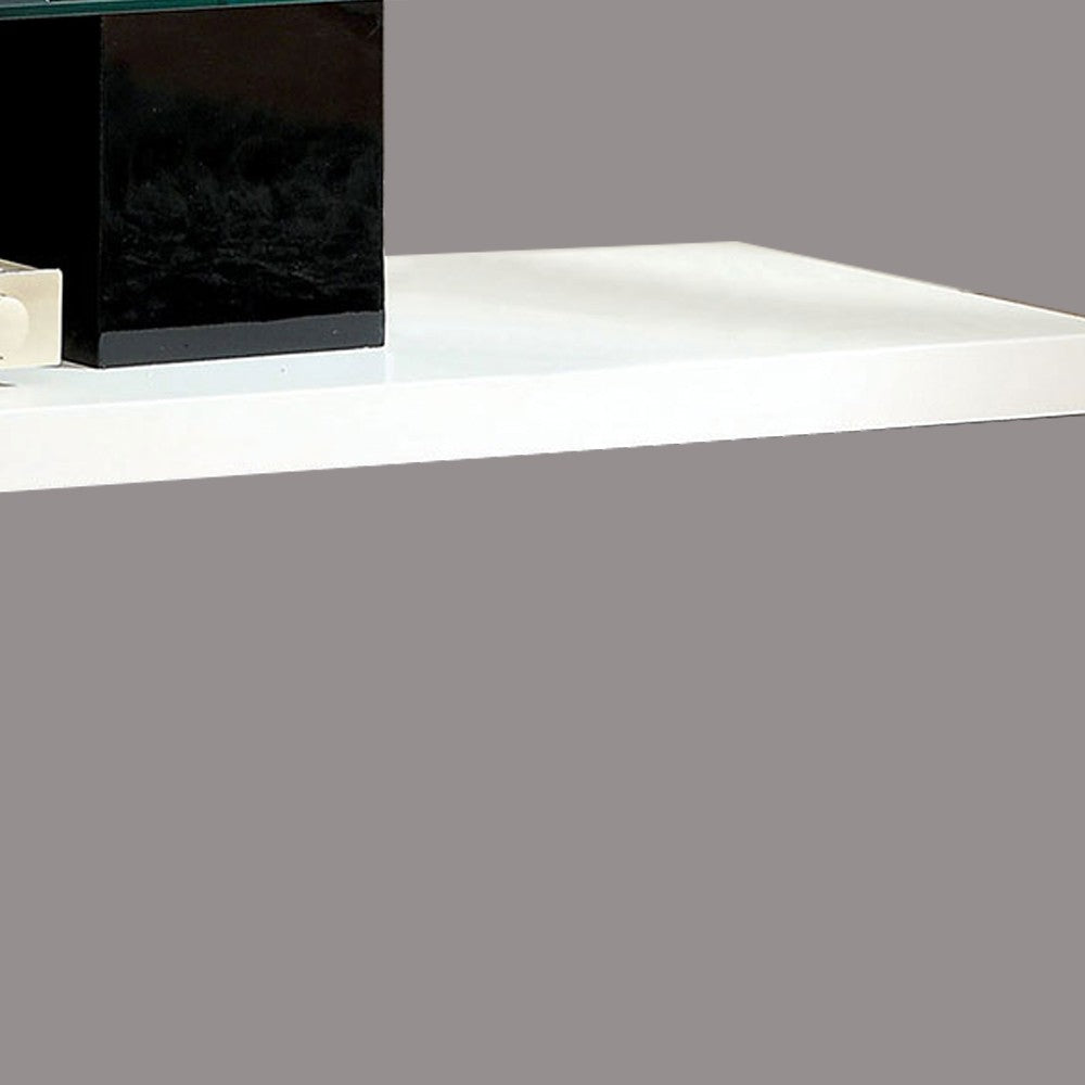 Contemporary Style TV Console with Glass Top and Pedestal Base, Multicolor - BM208001