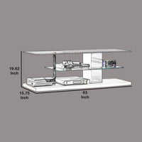 Contemporary Style TV Console with Glass Top and Pedestal Base, Multicolor - BM208001