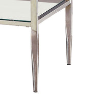Metal Square End Table, Glass Top, Open Shelf, Chrome - BM208003