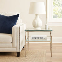 Metal Square End Table, Glass Top, Open Shelf, Chrome - BM208003