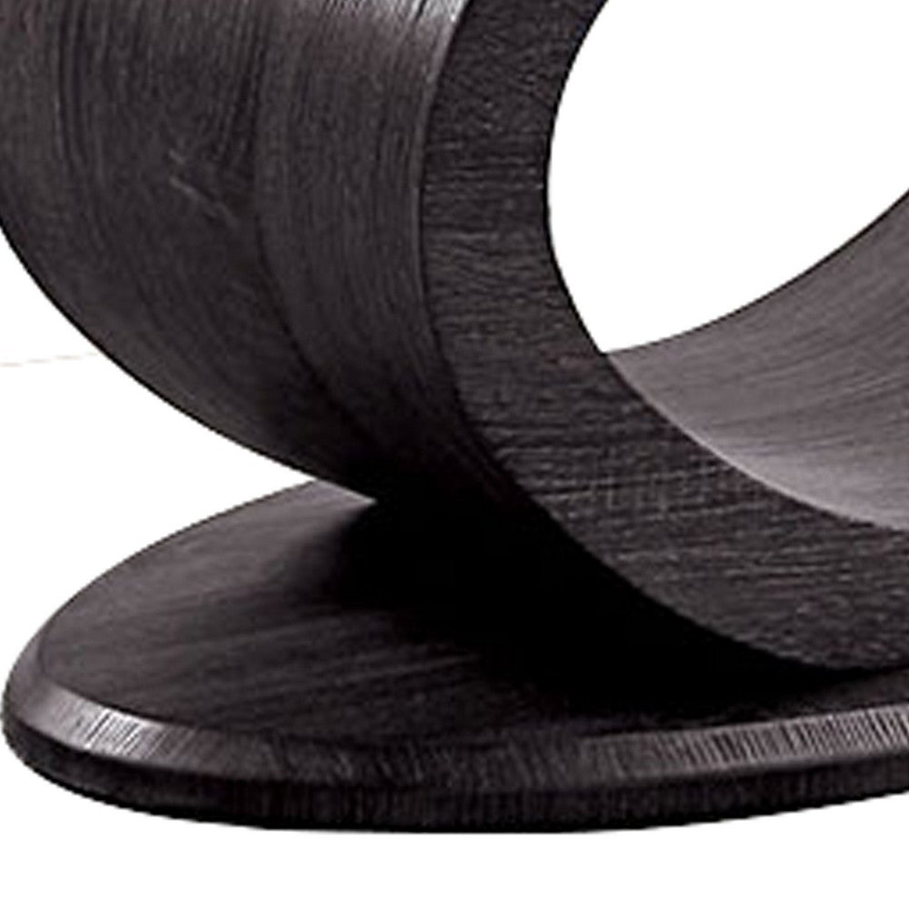 Tempered Glass Top Sofa Table with O Shape Wooden Shape Base, Gray - BM208006