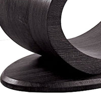 Tempered Glass Top Sofa Table with O Shape Wooden Shape Base, Gray - BM208006