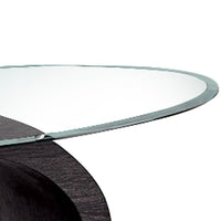 Tempered Glass Top Sofa Table with O Shape Wooden Shape Base, Gray - BM208006