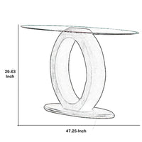 Tempered Glass Top Sofa Table with O Shape Wooden Shape Base, Gray - BM208006