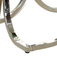 Modern End Table with Glass Top and Curved Chrome Legs, Silver and Clear - BM208009