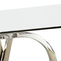 Modern End Table with Glass Top and Curved Chrome Legs, Silver and Clear - BM208009