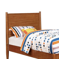 Wooden Transitional Twin Bed With Round Tapered Legs, Oak Brown - BM208019