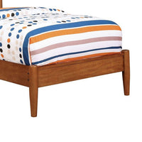 Wooden Transitional Twin Bed With Round Tapered Legs, Oak Brown - BM208019