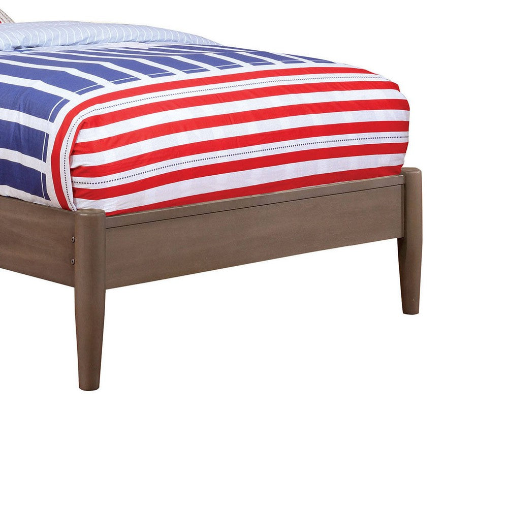 Wooden Transitional Twin Bed With Round Tapered Legs, Gray - BM208021