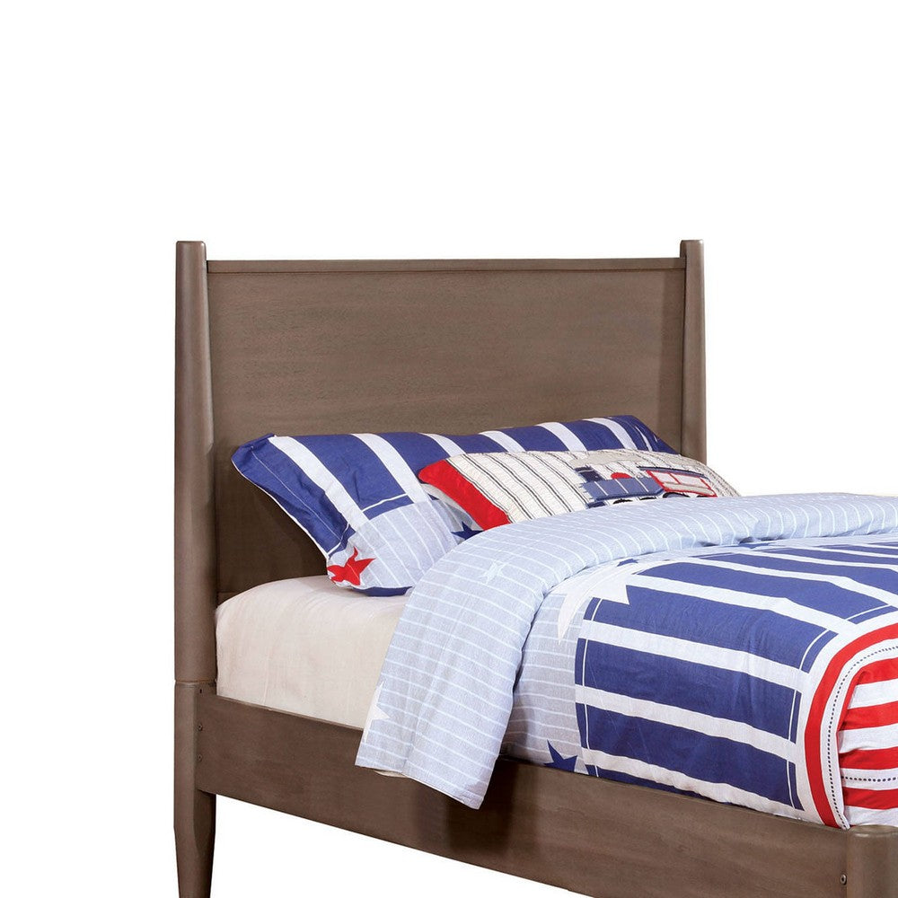 Wooden Transitional Twin Bed With Round Tapered Legs, Gray - BM208021
