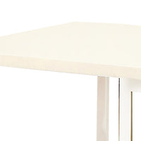 Contemporary End Table with C Shaped Metal Frame, Silver and White - BM208032