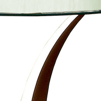 Round Glass Top End Table with Curved Pedestal Base, Black and Silver - BM208057