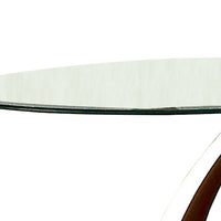 Round Glass Top End Table with Curved Pedestal Base, Black and Silver - BM208057