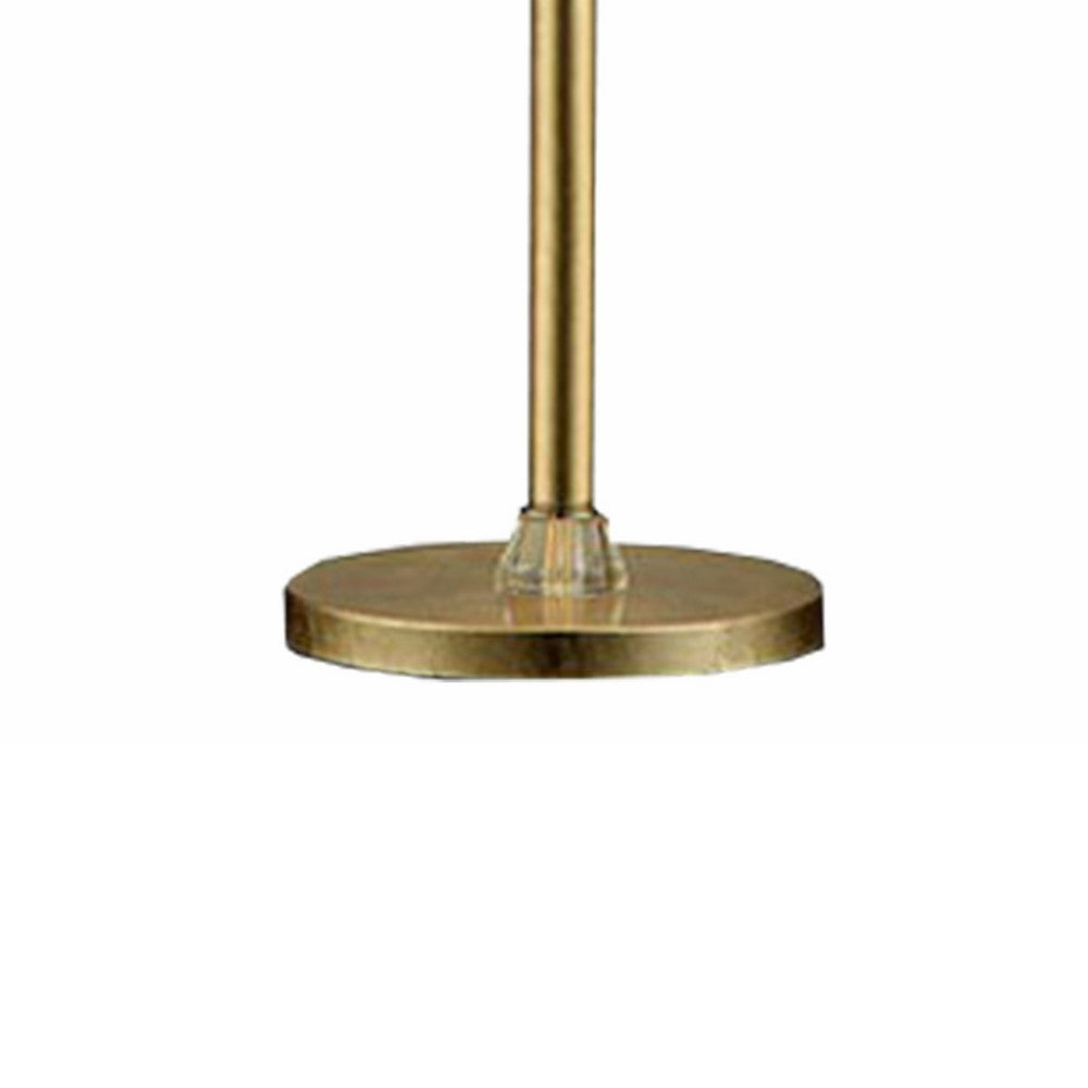 Table Lamp with Hanging Crystal Droplets and White Drum Shade, Gold - BM208061