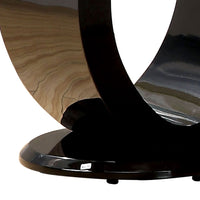 Contemporary Tempered Glass Top End Table with O Shape Base, Black - BM208087