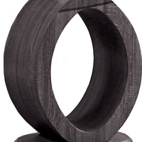 Tempered Glass Top End Table with O Shape Wooden Shape Base, Gray - BM208094