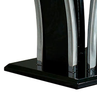 Chrome Trim Flared Base End Table with Glass Top, Black and Silver - BM208097