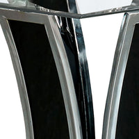 Chrome Trim Flared Base End Table with Glass Top, Black and Silver - BM208097