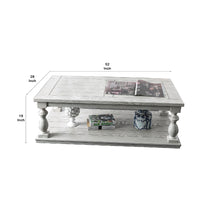 Plank Top Coffee Table with Open Shelf and Turned Legs in Antique White - BM208126