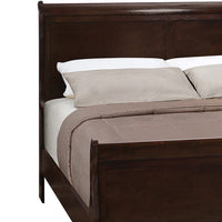 Traditional Style Wooden Full Size Bed with Curved Headboard, Brown