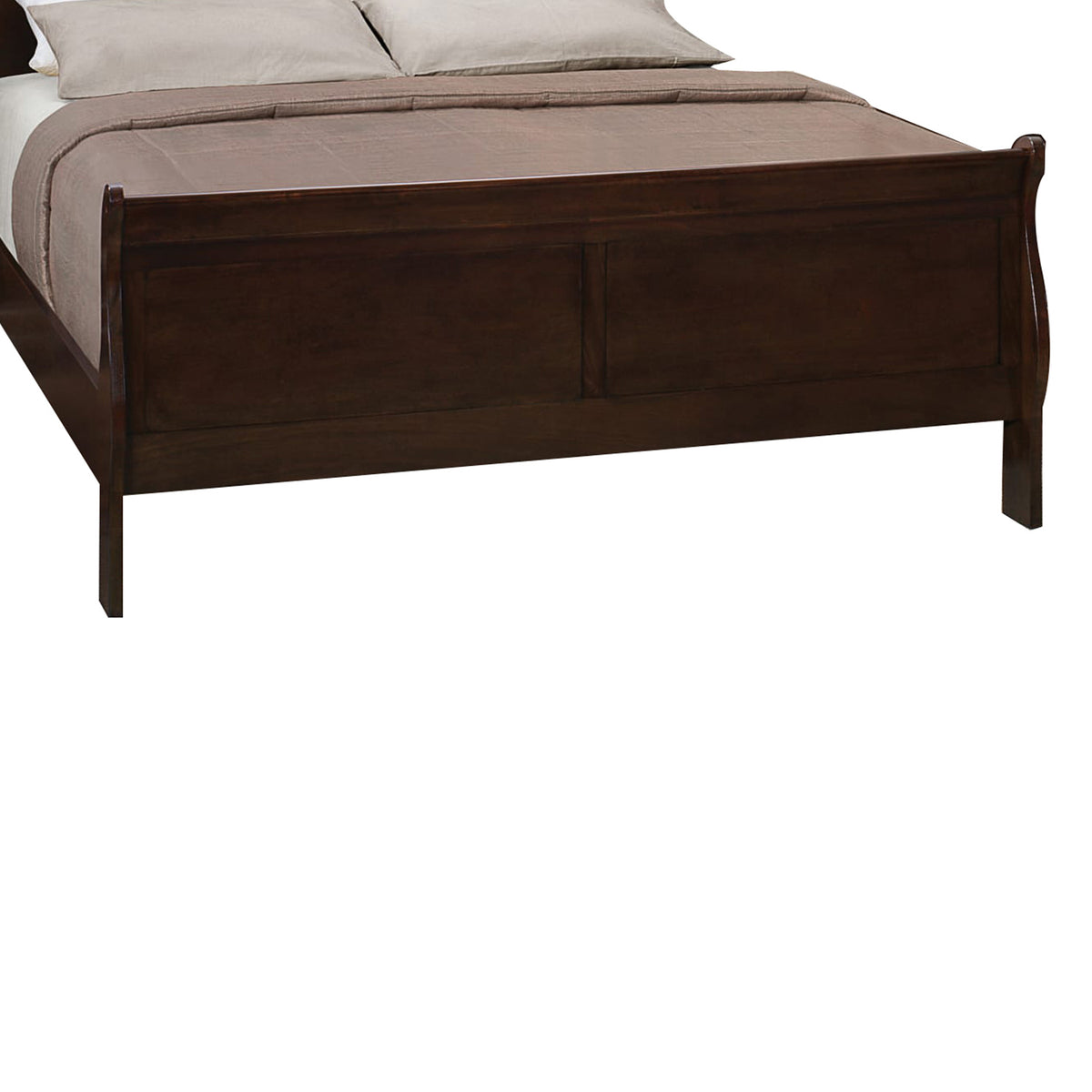 Traditional Style Wooden Full Size Bed with Curved Headboard, Brown