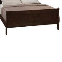 Traditional Style Wooden Full Size Bed with Curved Headboard, Brown