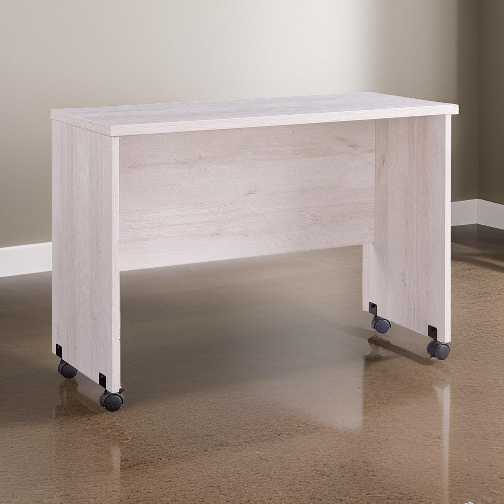 Rectangular Wooden Desk Return with Casters and Grain Details, White Oak - BM208937