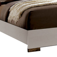 Contemporary Full Bed with LED Trim and Lacquer Coating, White and Gray - BM208951