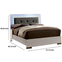 Contemporary Full Bed with LED Trim and Lacquer Coating, White and Gray - BM208951