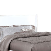Transitional Wooden Full Bed with Round Tapered Legs and Headboard, White - BM208967