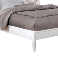 Transitional Wooden Full Bed with Round Tapered Legs and Headboard, White - BM208967