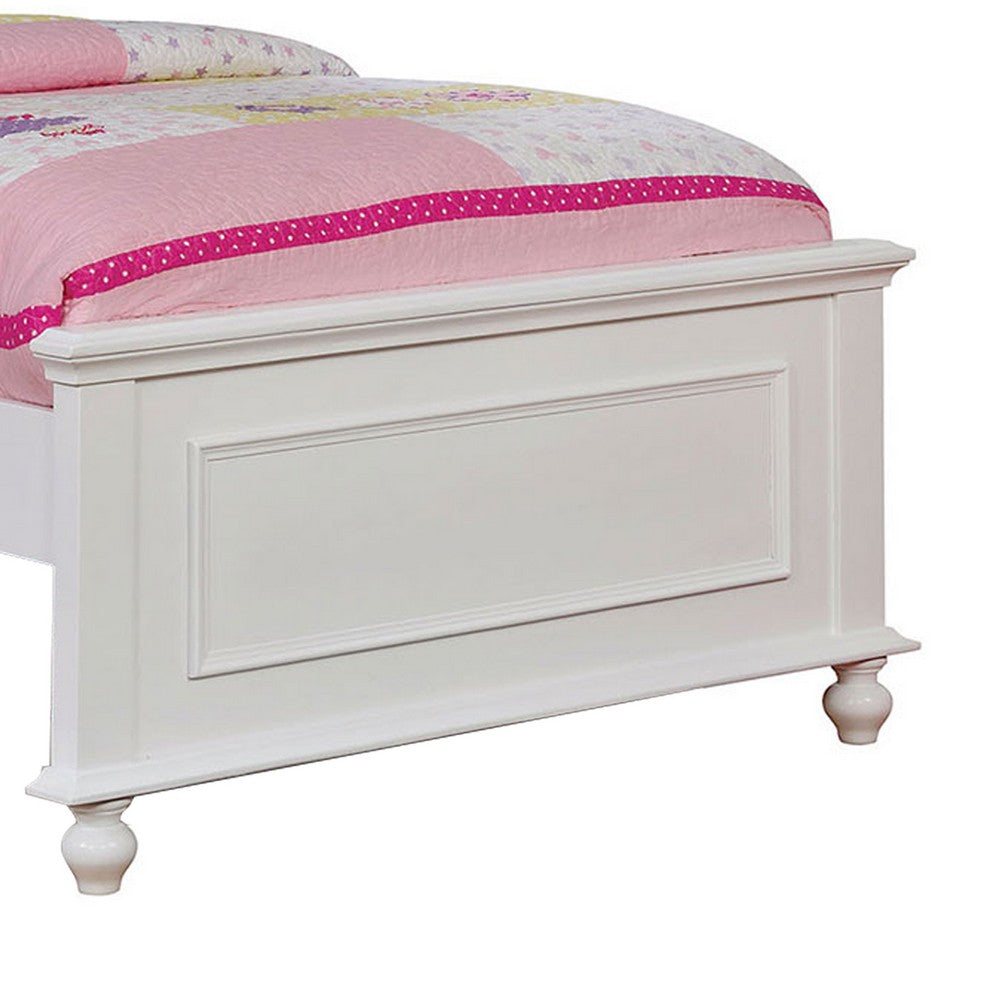 Traditional Style Full Bed with Button Tufted Camelback Headboard, White - BM208972