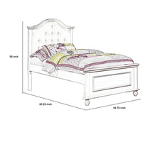 Traditional Style Full Bed with Button Tufted Camelback Headboard, White - BM208972