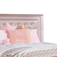 Contemporary Styled Twin Bed with Padded Button Tufted Headboard, Pink - BM208999