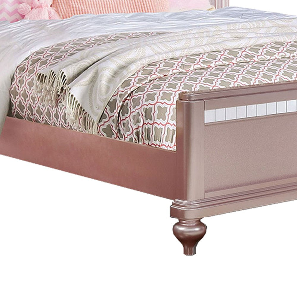 Contemporary Styled Twin Bed with Padded Button Tufted Headboard, Pink - BM208999