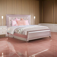 Contemporary Styled Twin Bed with Padded Button Tufted Headboard, Pink - BM208999