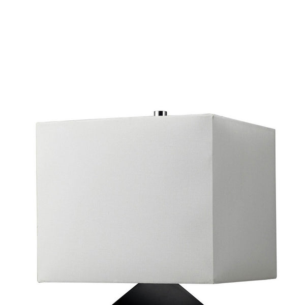 Contemporary Table Lamp with 3D Wooden Geometric Base, Black - BM209034