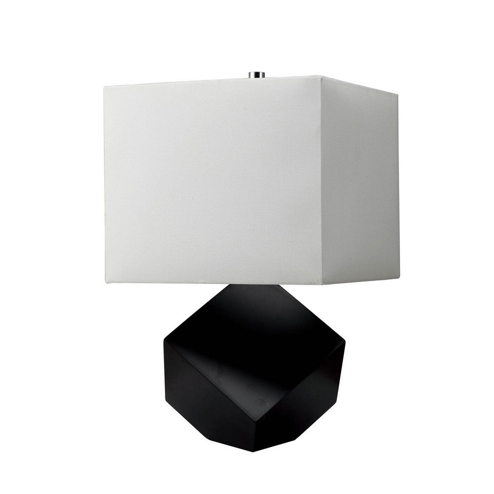 Contemporary Table Lamp with 3D Wooden Geometric Base, Black - BM209034