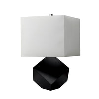 Contemporary Table Lamp with 3D Wooden Geometric Base, Black - BM209034