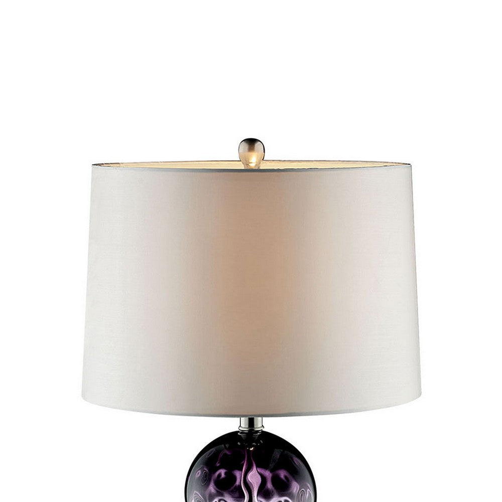 Table Lamp with Stacked Ball Base and Round Tier Support, Blue and Purple - BM209038