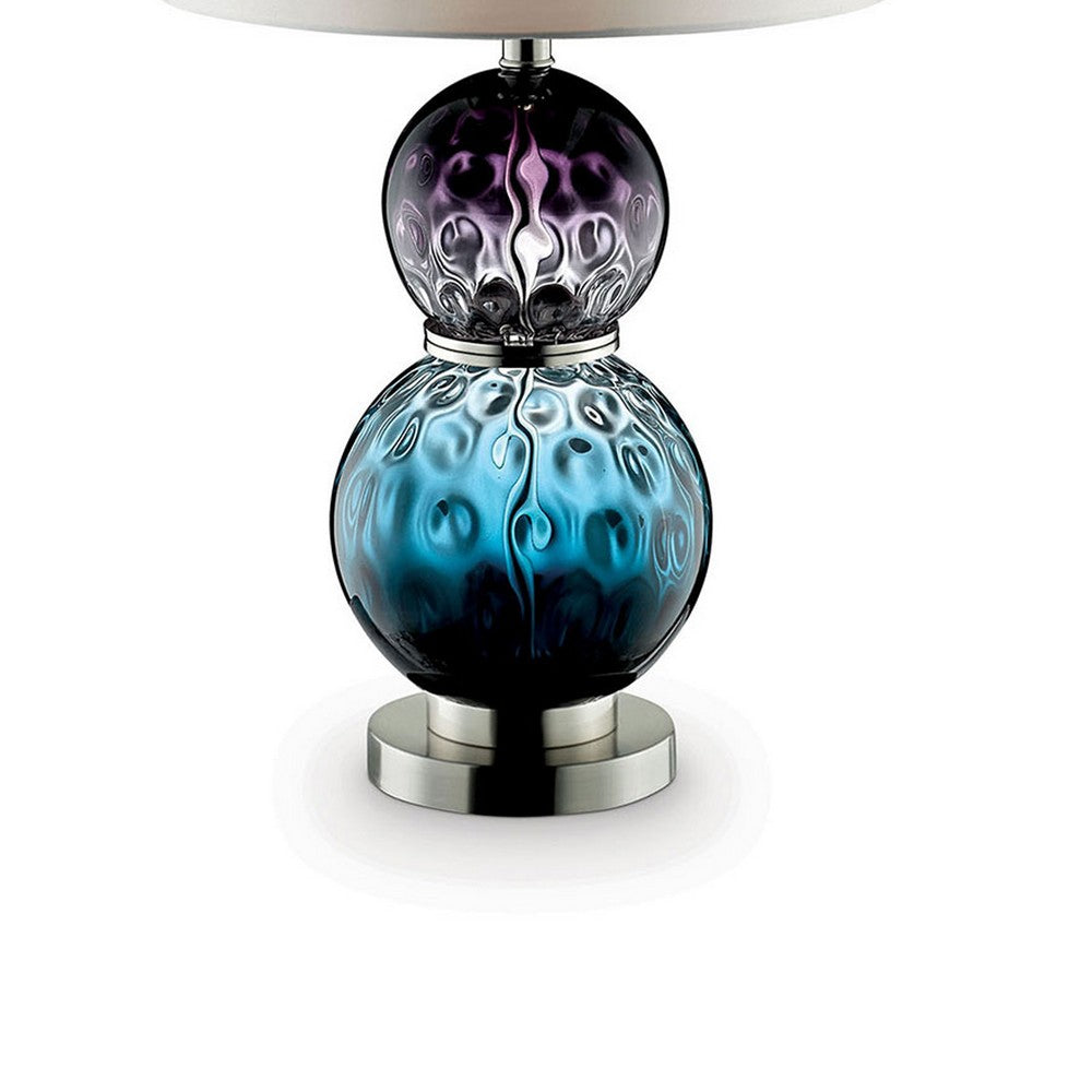 Table Lamp with Stacked Ball Base and Round Tier Support, Blue and Purple - BM209038