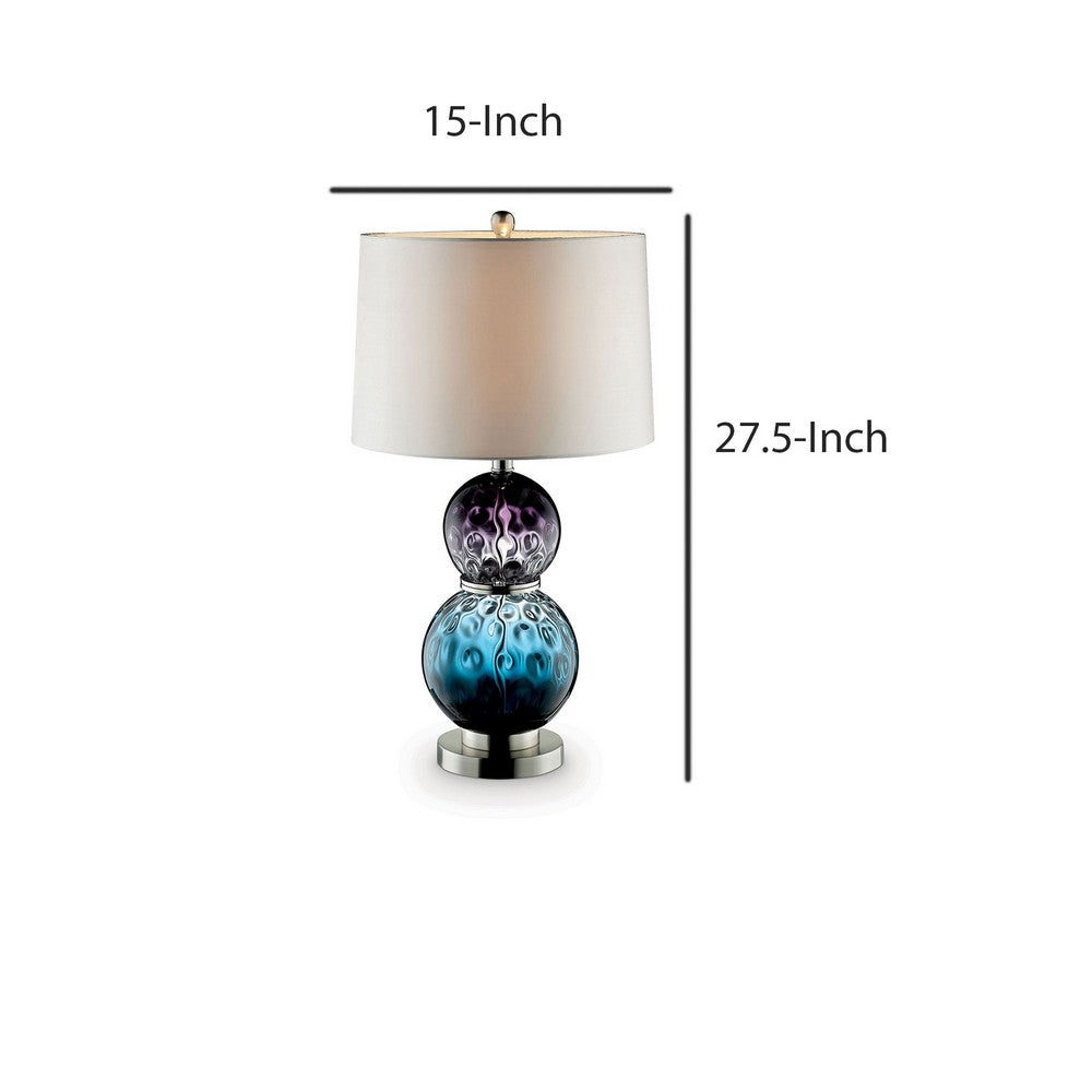 Table Lamp with Stacked Ball Base and Round Tier Support, Blue and Purple - BM209038