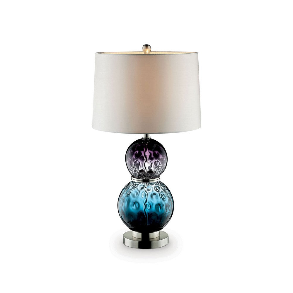 Table Lamp with Stacked Ball Base and Round Tier Support, Blue and Purple - BM209038