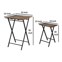 3 Piece Foldable Wood and Metal Dining Set with X Frame Leg,Brown and Black - BM209088