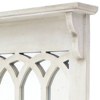 Wooden Wall Shelf with Blackboard and 4 Metal Hooks, White and Black - BM209093